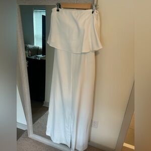 White strapless, wide leg jumpsuit